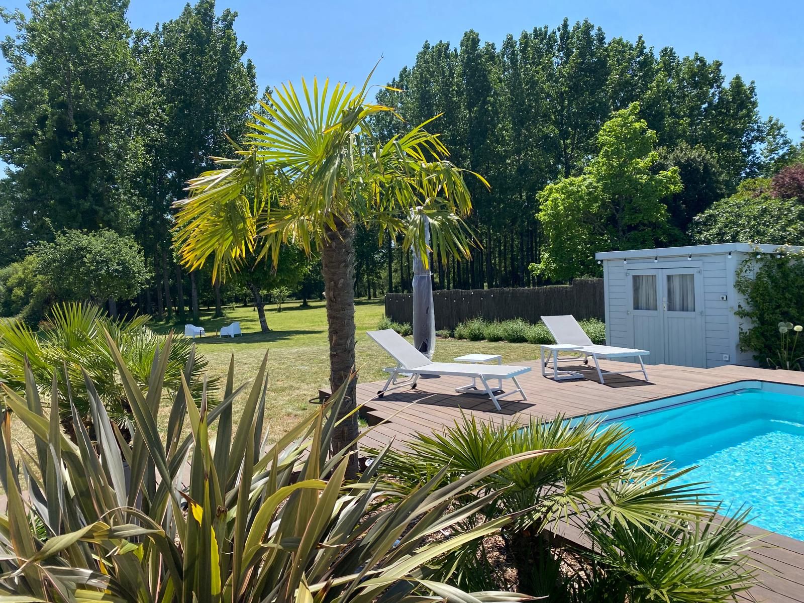 Vue sur le jardin et le bois de la terrasse Vue sur le jardin et le bois de la terrasse