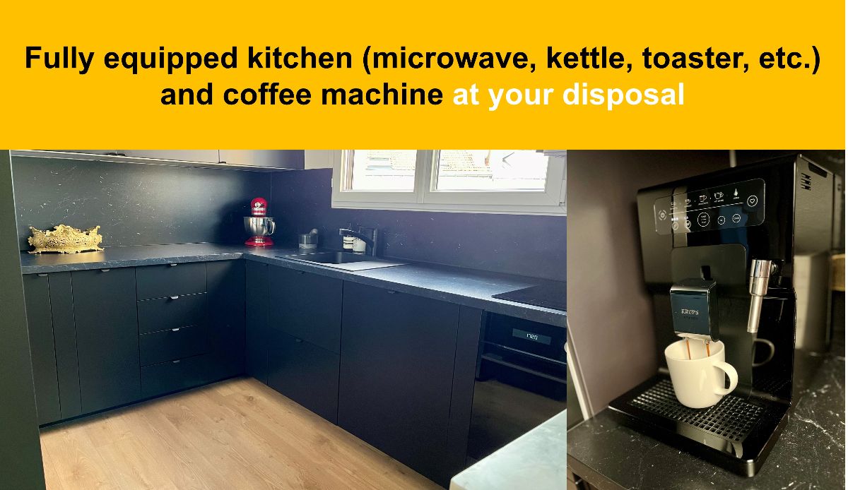 La cuisine et sa machine  caf  votre disposition